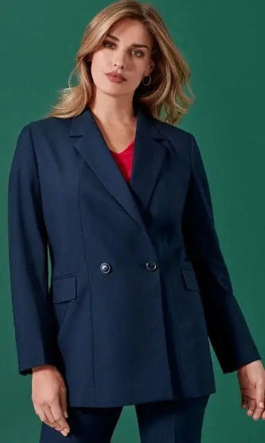 Biz Corporates Women's Renew Double Breasted Longline Jacket RJ400L Biz Corporates